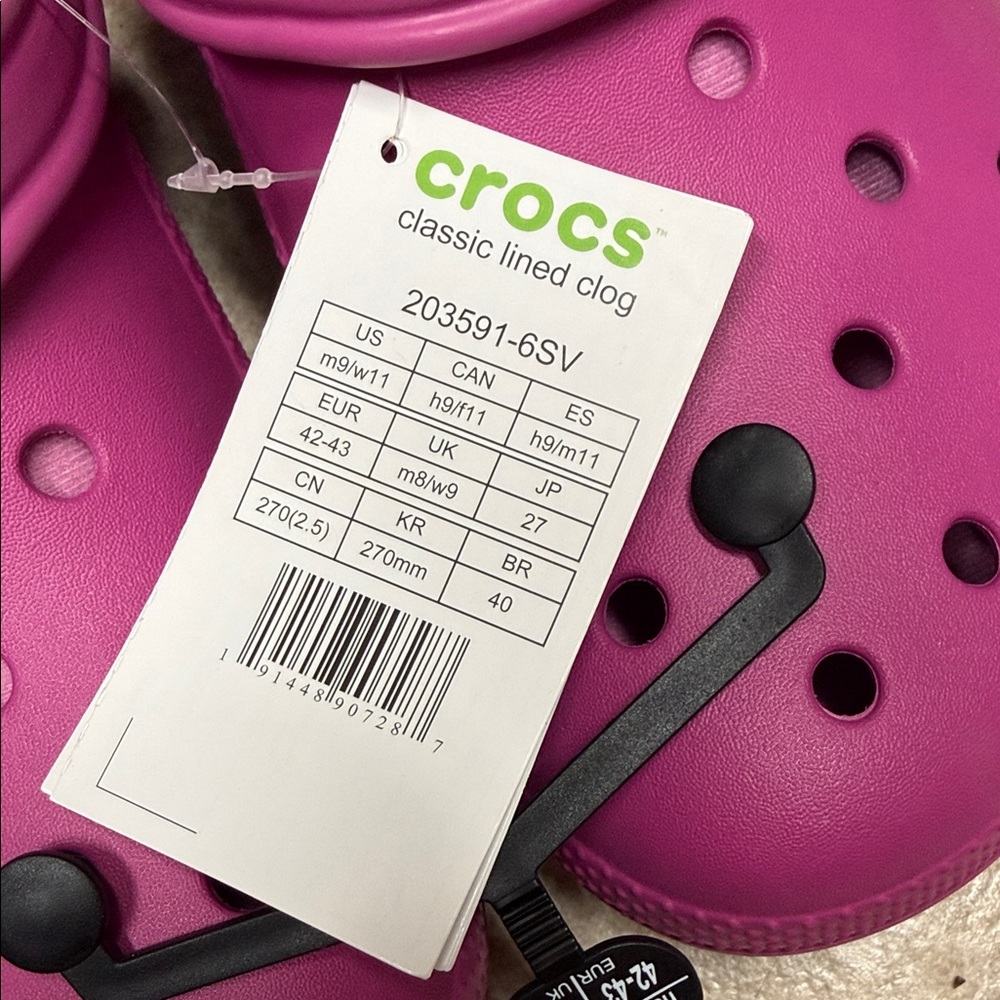 CROCS Women's Fuzzy Lined Pink Mules - Picture 2 of 4